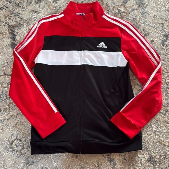 Adidas Step Up Tricot Red Track Jacket Size 14/16 - Picture 2 of 6
